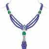 Tanzanite Emerald & Diamond Floral Sautoir Necklace